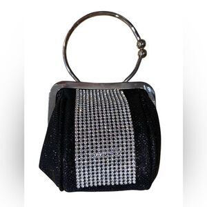 Rhinestone Mini Clutch Circle Handle Clasp Closure